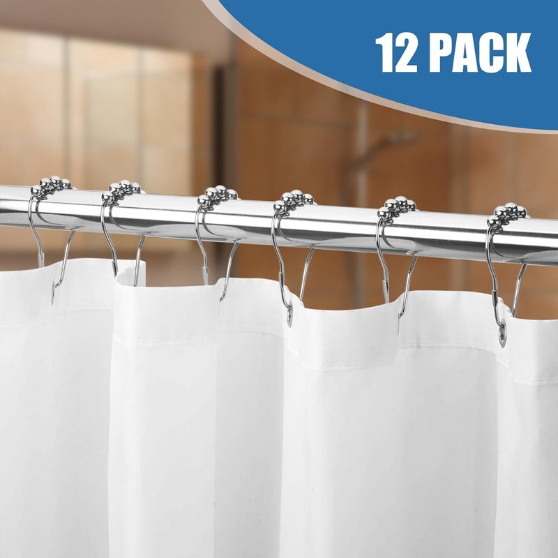 LifHap Shower Curtain Hooks Rings for Bathroom - 12 Pcs Stainless Steel (Silver Pear-Shape) - Image 2
